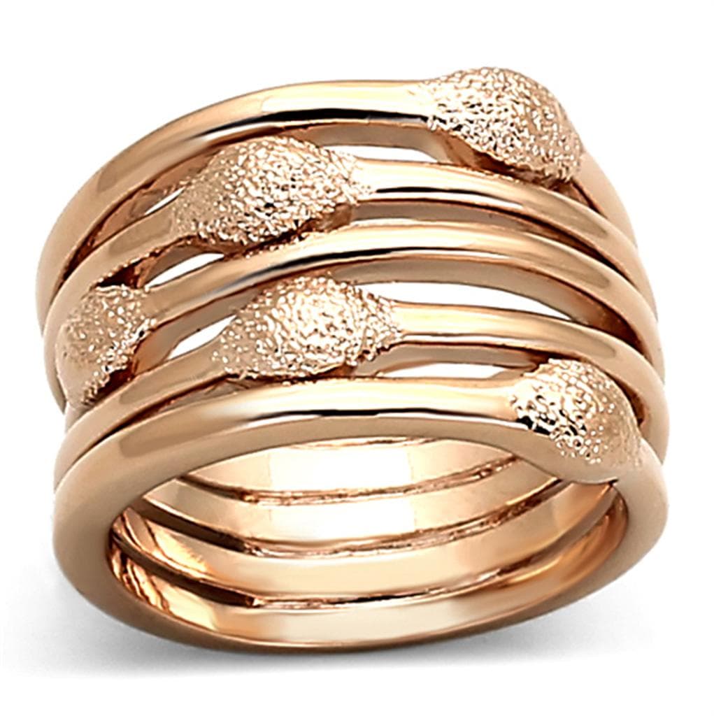 Brass Rose Gold Matte Textured Multi Row Stacking Band Ring