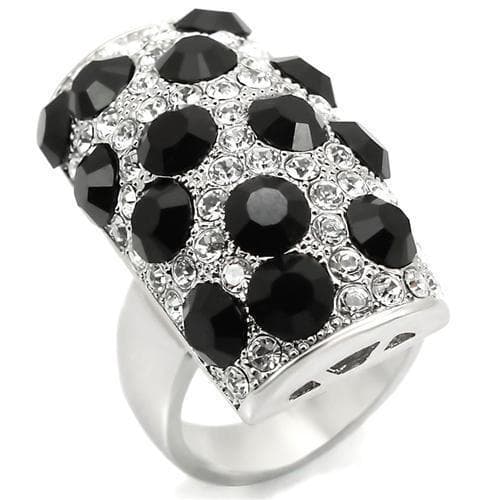 Brass Silver Black CZ Polka Dot Pave Dome Cocktail Ring