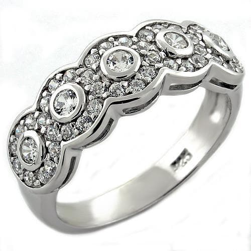 Sterling Silver CZ Bubble Bezel Band Ring | The Stainless Jewelry