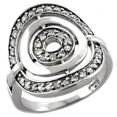 Sterling Silver CZ Spiral Swirl Halo Heart Band Ring