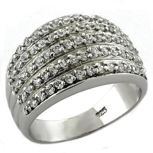 Sterling Silver CZ Pave Multi Row Dome Ring