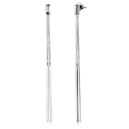 Brass Silver Thin Bar Stick Drop Earrings | The Stainless Jewelry