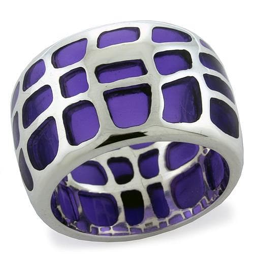 Sterling Silver Purple Enamel Lattice Cage Wide Band Ring