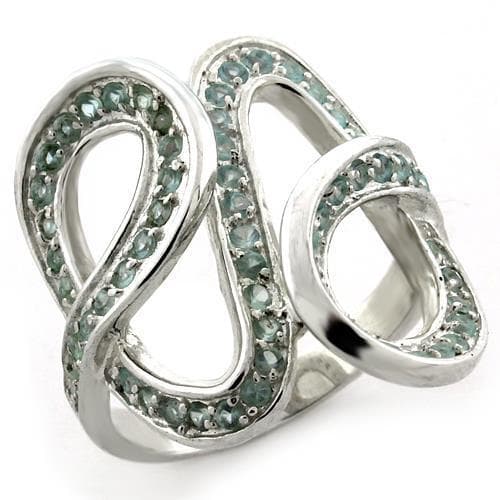 Sterling Silver Blue CZ Infinity Loop Crossover Ring