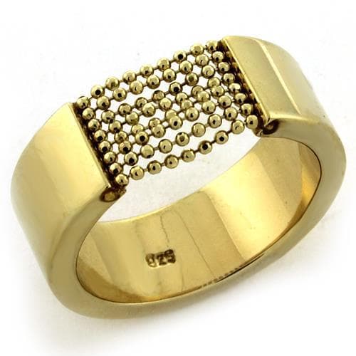 Sterling Silver Gold Beaded Texture Wide Band Ring