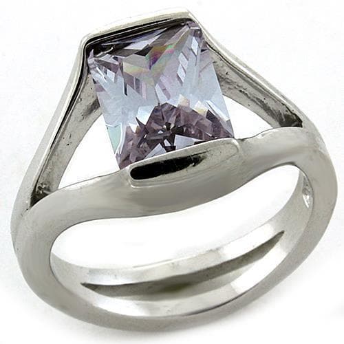 Sterling Silver Lavender CZ Radiant Cut Bypass Cocktail Ring