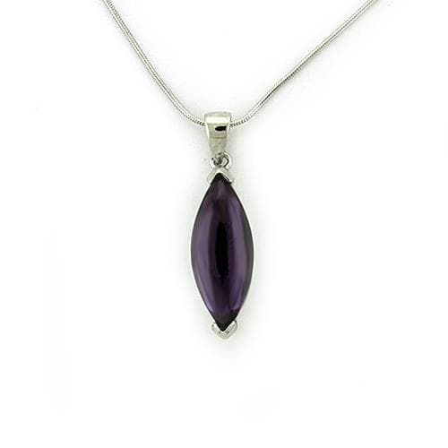 Sterling Silver Purple Amethyst CZ Marquise Pendant Necklace