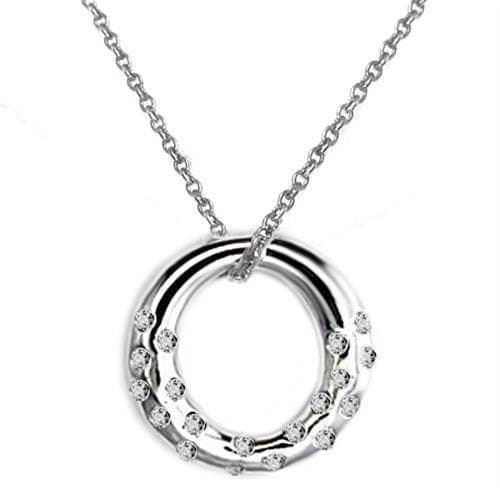 Sterling Silver CZ Circle Loop Pendant Chain Necklace