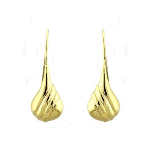 Sterling Silver Gold Ribbed Teardrop Shell Drop Earrings