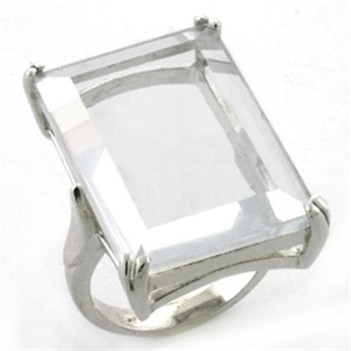 Sterling Silver CZ Emerald Cut Oversized Solitaire Cocktail Ring