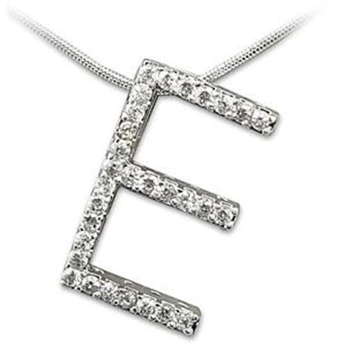 Sterling Silver CZ Letter E Pave Pendant Necklace