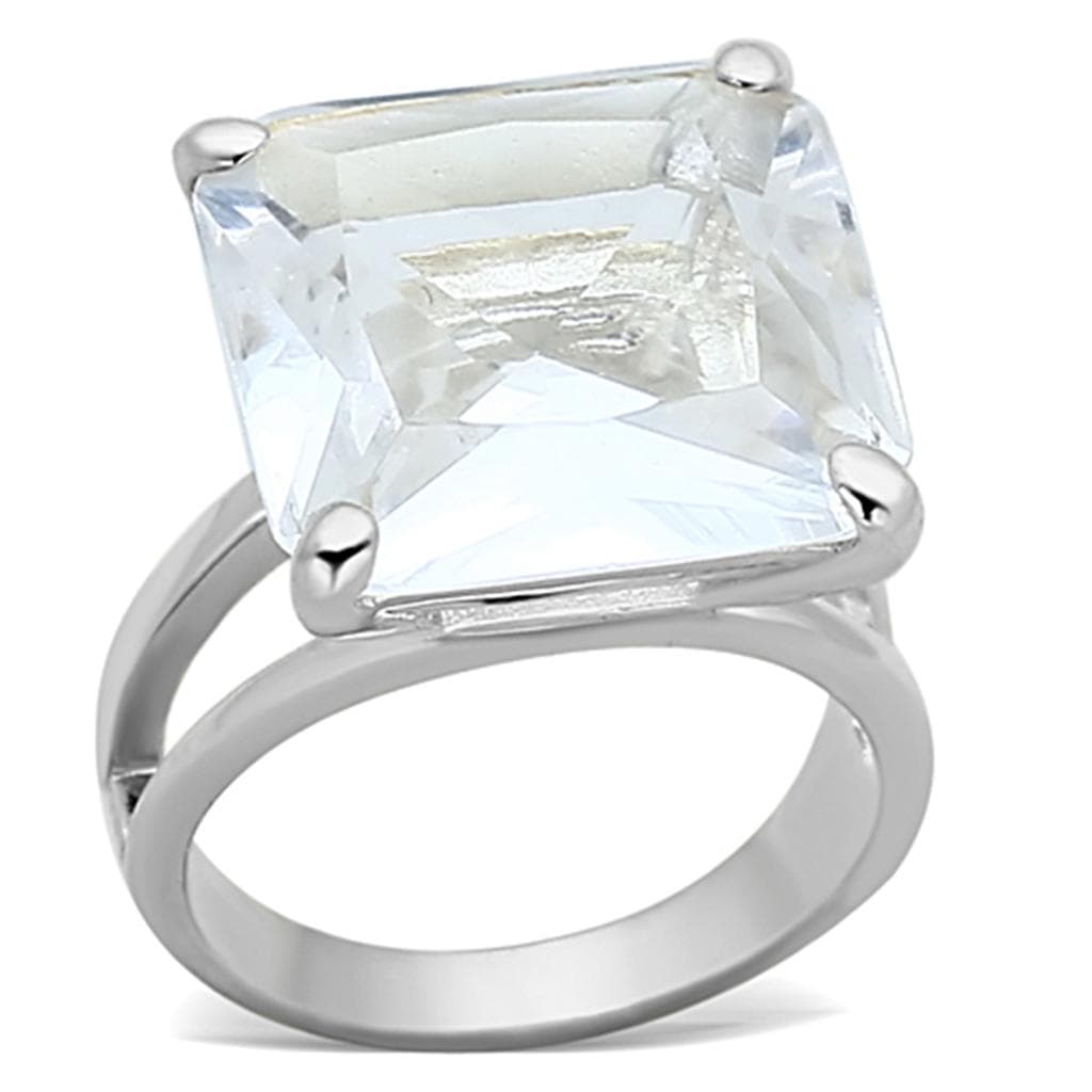 Sterling Silver CZ Princess Oversized Solitaire Ring