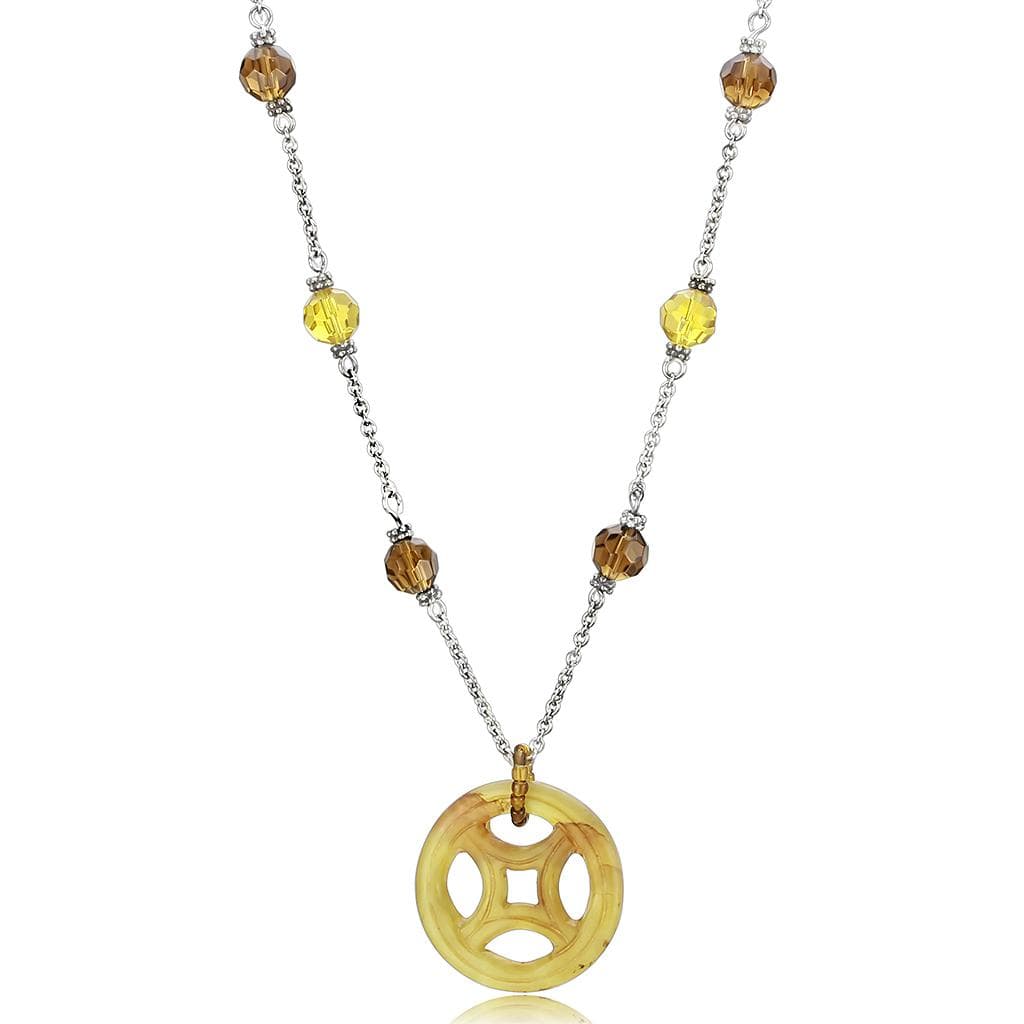 Sterling Silver Gold Silver Two Tone Crystal Bead Necklace