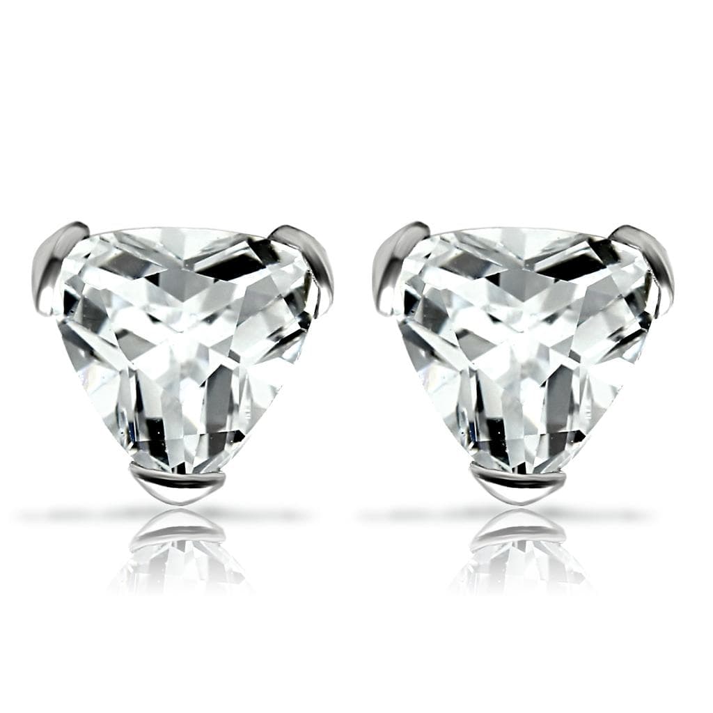 Sterling Silver CZ Heart Oversized Stud Earrings