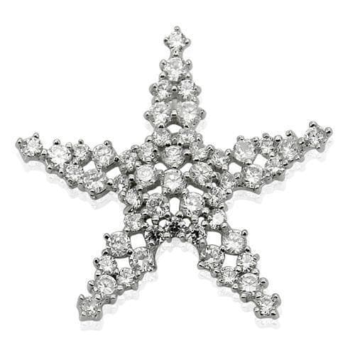 Sterling Silver CZ Starfish Pave Brooch Pendant Brooch