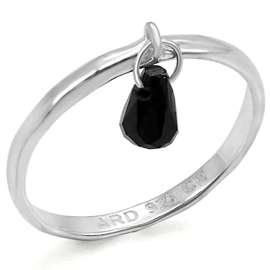 Sterling Silver Black Onyx Briolette Charm Dangle Ring
