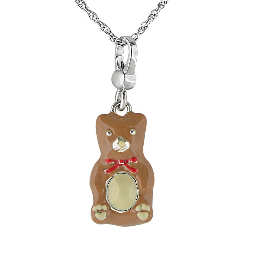 Sterling Silver Enamel Teddy Bear Charm Pendant Necklace