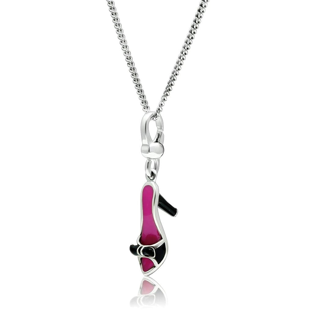 Sterling Silver Pink Enamel High Heel Shoe Charm Pendant