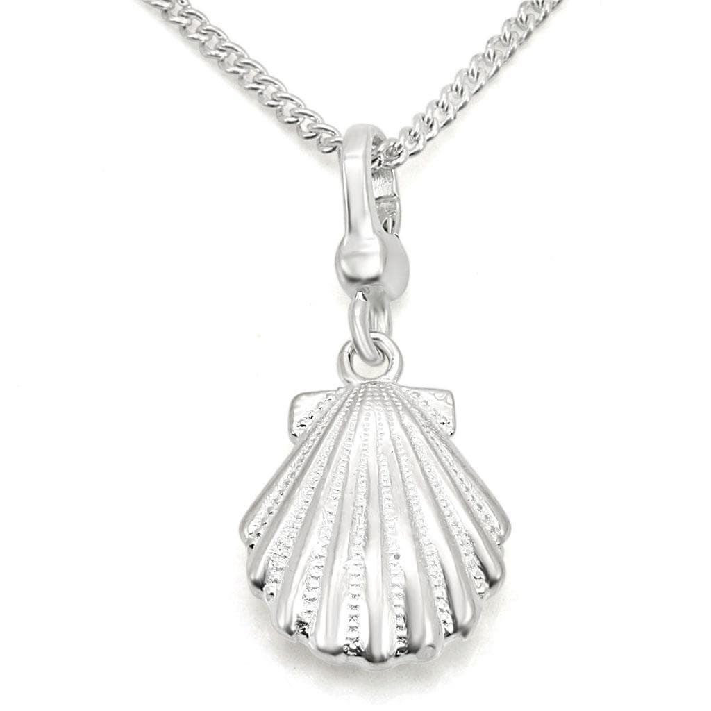 Sterling Silver Seashell Scallop Pendant Necklace