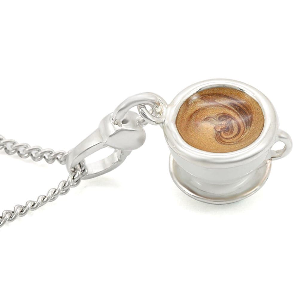 Sterling Silver Enamel Coffee Cup Latte Charm Pendant