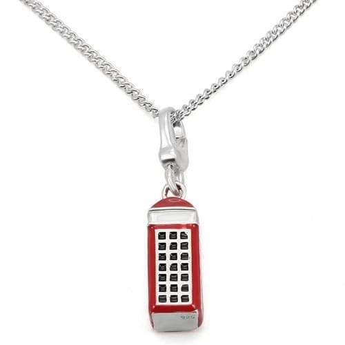 Sterling Silver Red Enamel Phone Booth Charm Pendant
