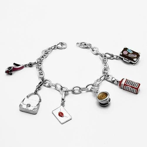 Sterling Silver Travel Theme Enamel Charm Bracelet