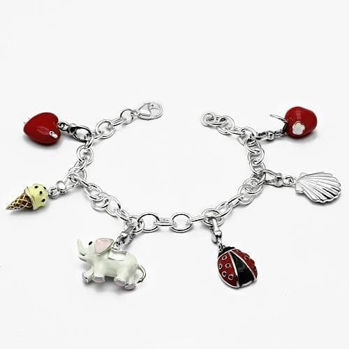 Sterling Silver Animal Enamel Charm Toggle Bracelet