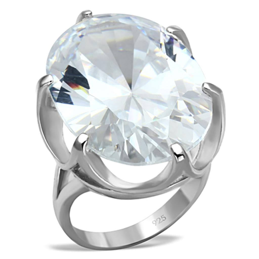 Sterling Silver CZ Oval Oversized Solitaire Ring