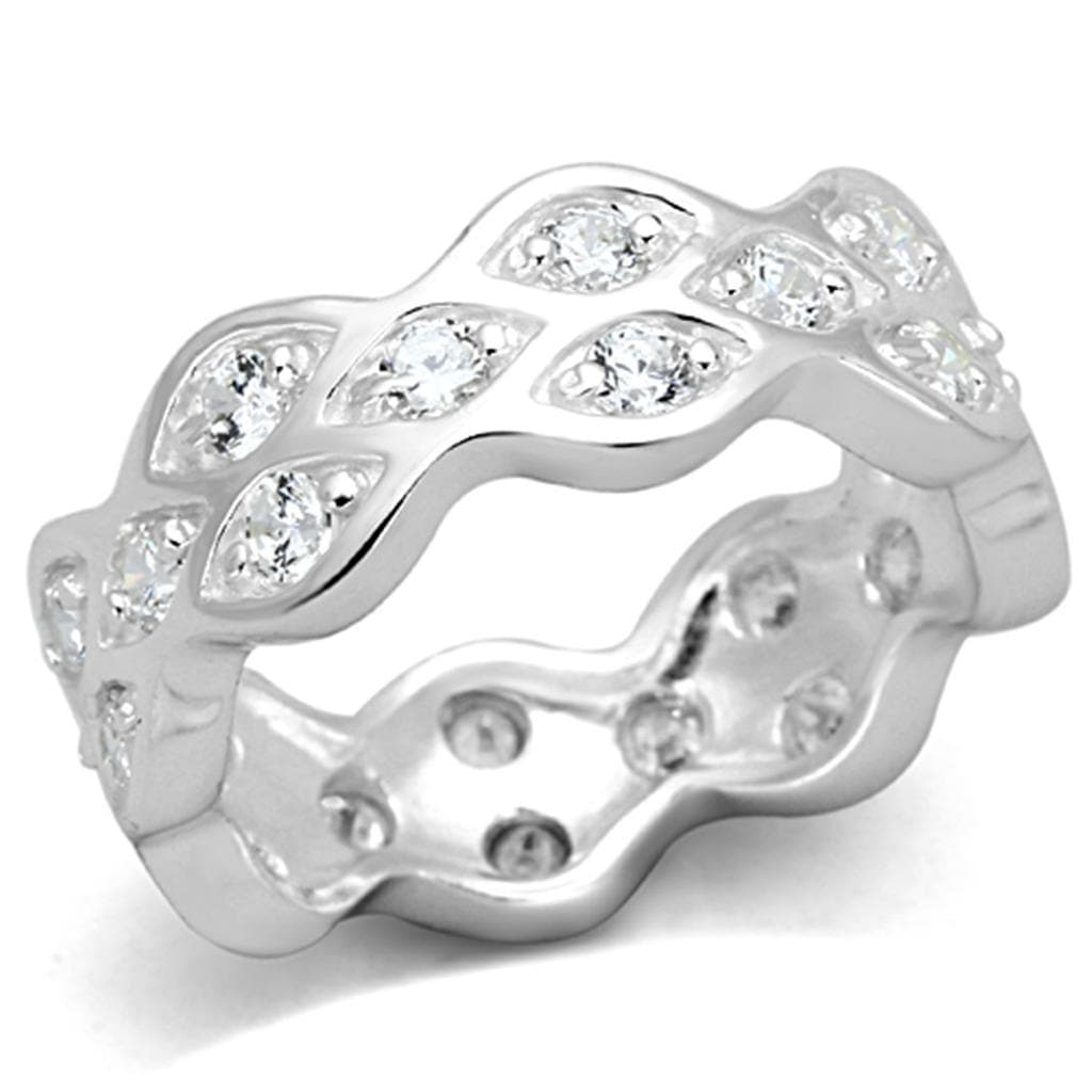 Sterling Silver CZ Pave Wave Infinity Eternity Band Ring