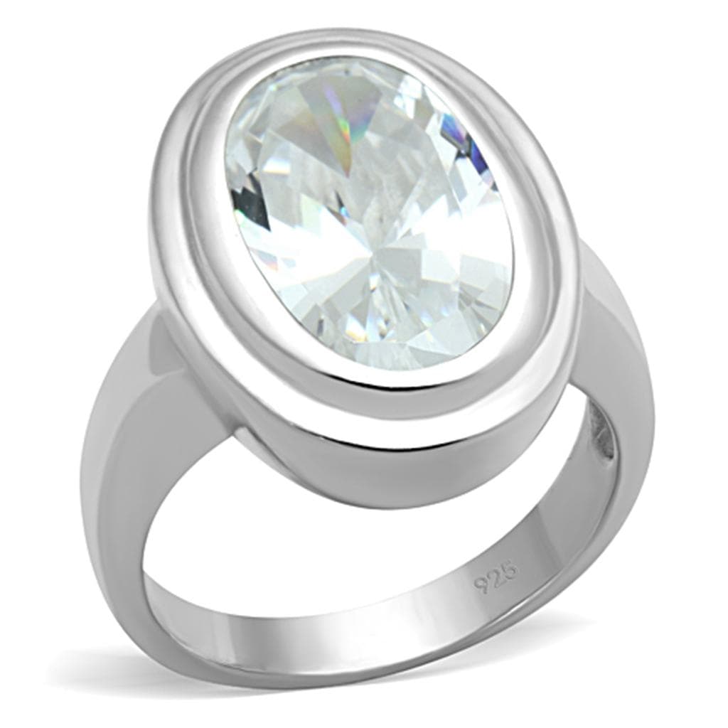 Sterling Silver CZ Oval Bezel Solitaire Ring