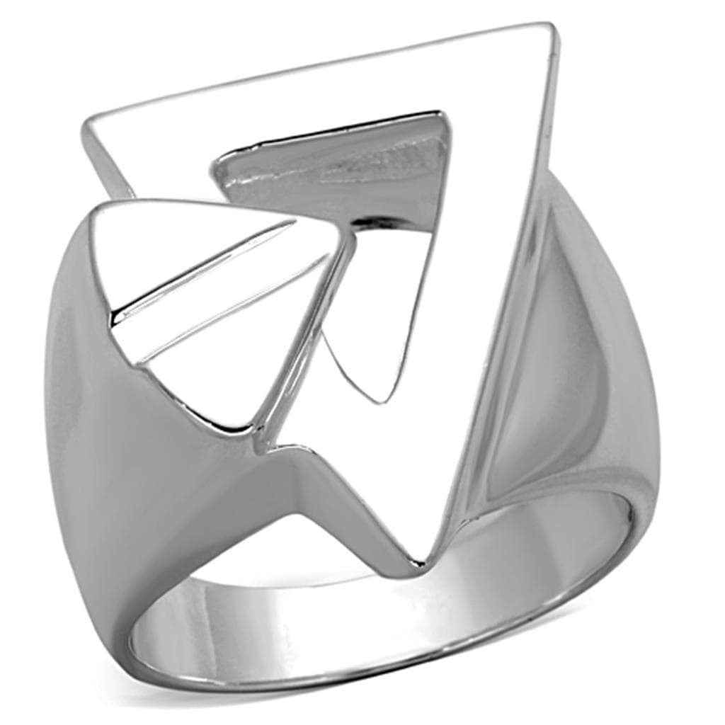 Sterling Silver Geometric Angular Cutout Wide Band Ring