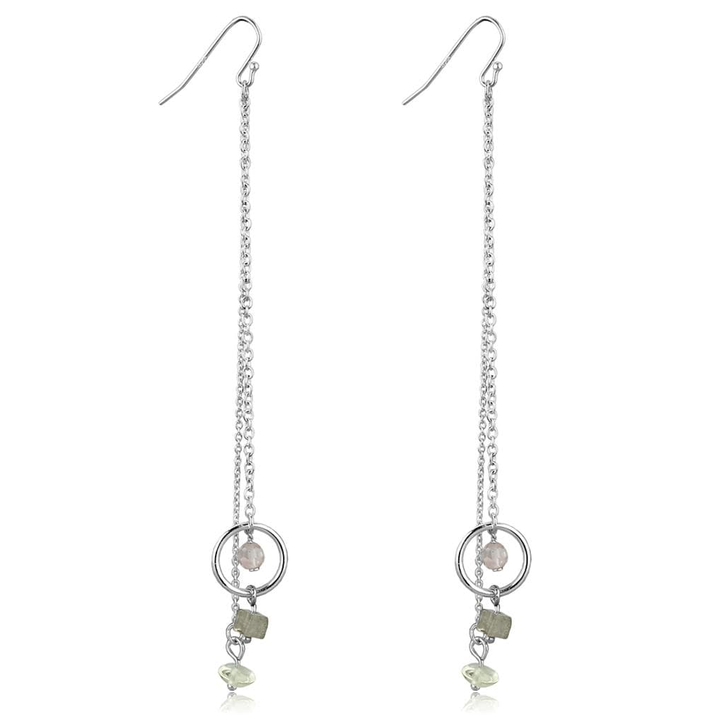 Sterling Silver Gemstone Bead Chain Thread Dangle Earrings