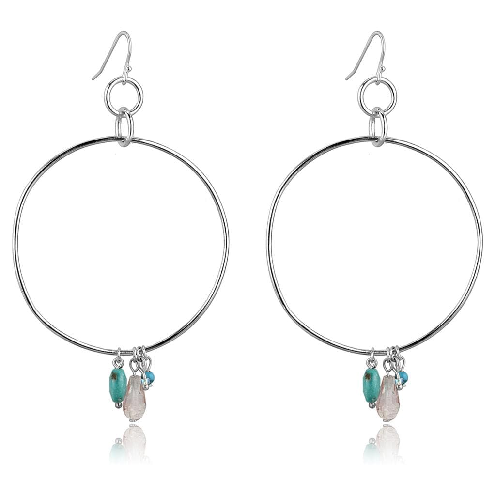 Sterling Silver CZ Crystal Bead Hoop Earrings