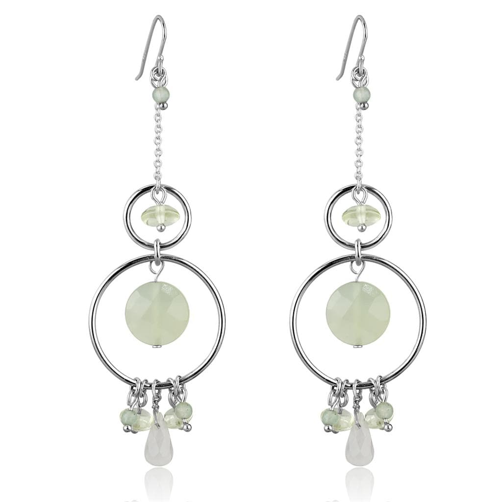 Sterling Silver CZ Gemstone Bead Thread Earrings