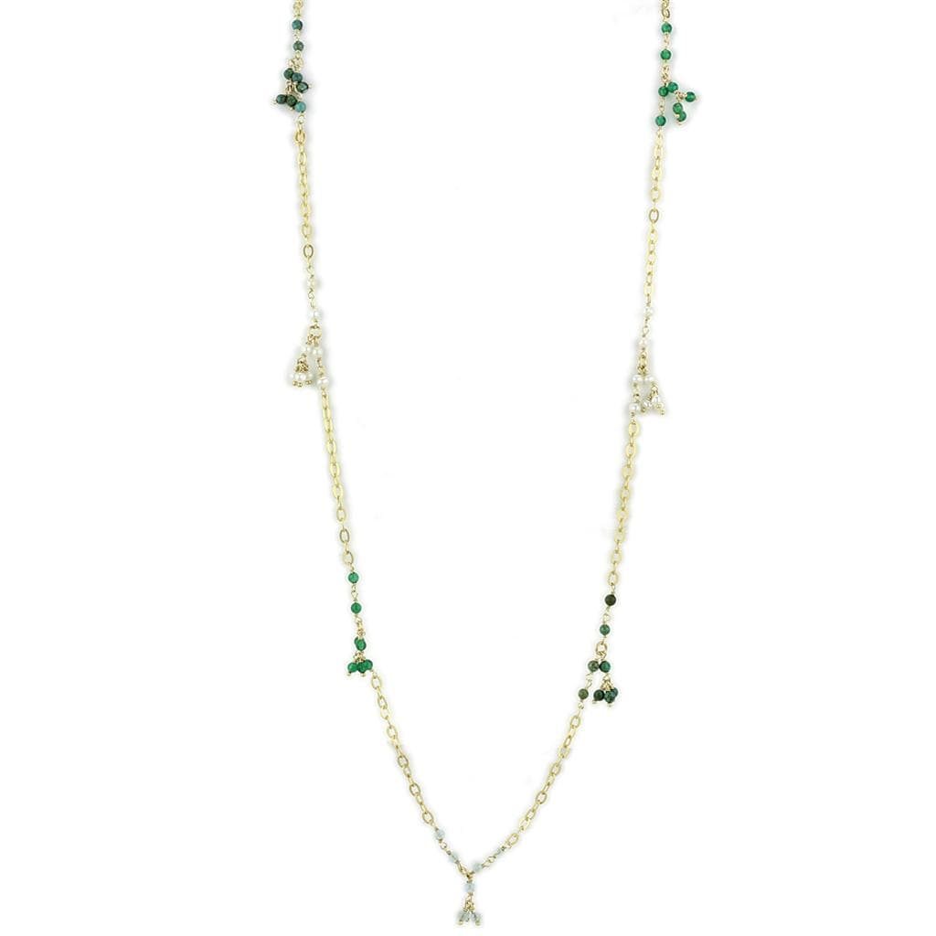 Sterling Silver Gold Green Emerald CZ Star Charm Station Necklace