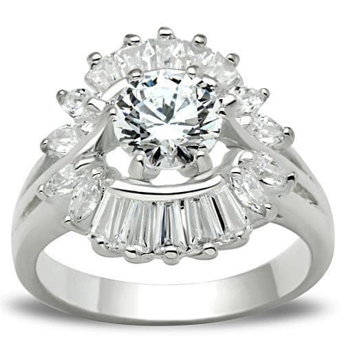 Sterling Silver Baguette Halo Ring | The Stainless Jewelry