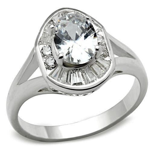 Sterling Silver CZ Oval Pave Halo Split Shank Ring
