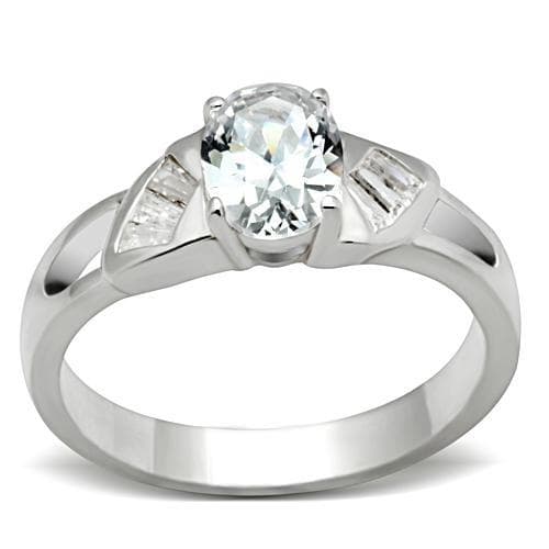 Sterling Silver Solitaire Slim Band Ring Clear
