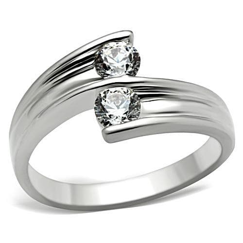 Sterling SilverStainless Steel CZ Round Solitaire Tension Ring