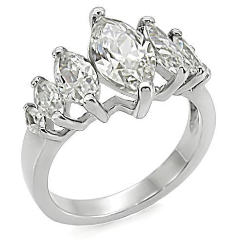 Stainless Steel Stainless Steel CZ Marquise Pear Cluster Ring