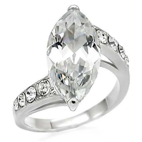 Stainless Steel Stainless Steel CZ Marquise Pave Bypass Ring