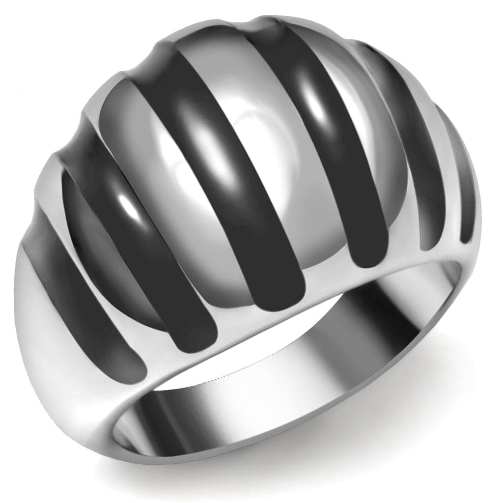 Stainless Steel Stainless Steel Polished Ribbed Dome Ring