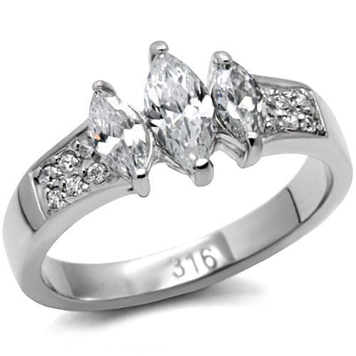 Stainless Steel CZ Marquise Pave Band Ring