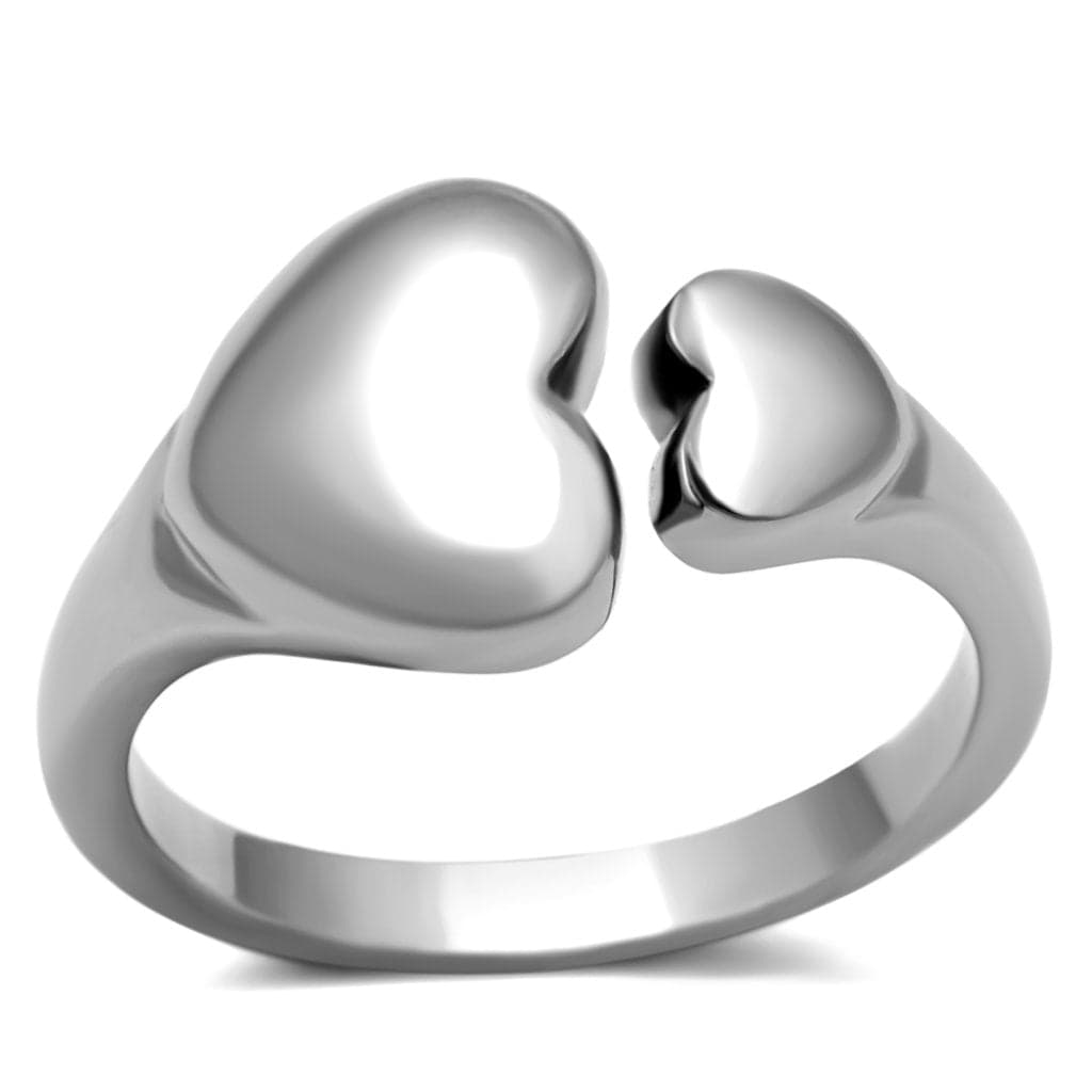 Stainless Steel Polished Double Heart Ring