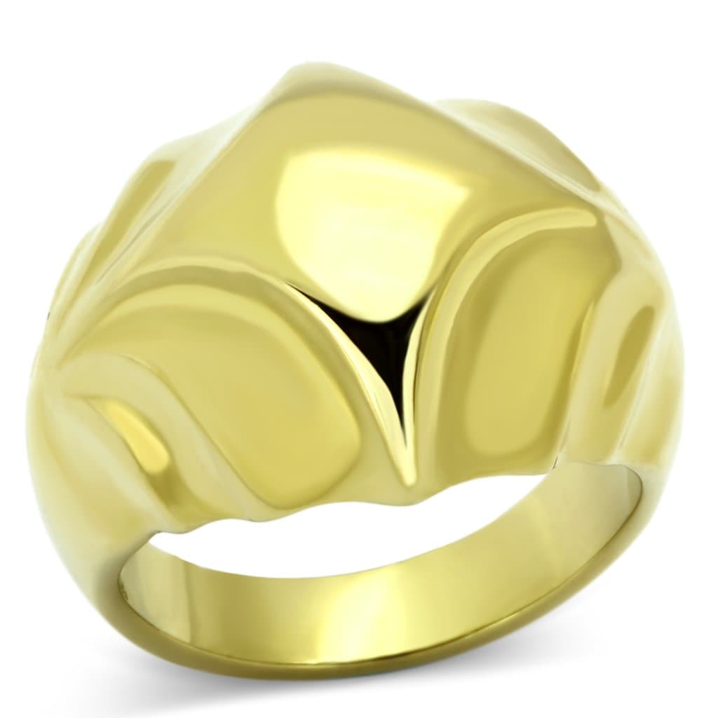 Stainless Steel Gold Polished Sculptural Dome Ring