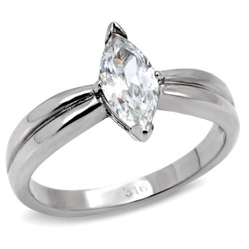 Stainless Steel CZ Marquise Solitaire Classic Ring