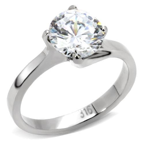 Stainless Steel CZ Round Oversized Solitaire Ring