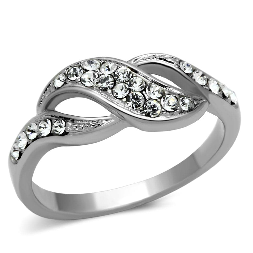 Stainless Steel CZ Pave Infinity Crossover Ring