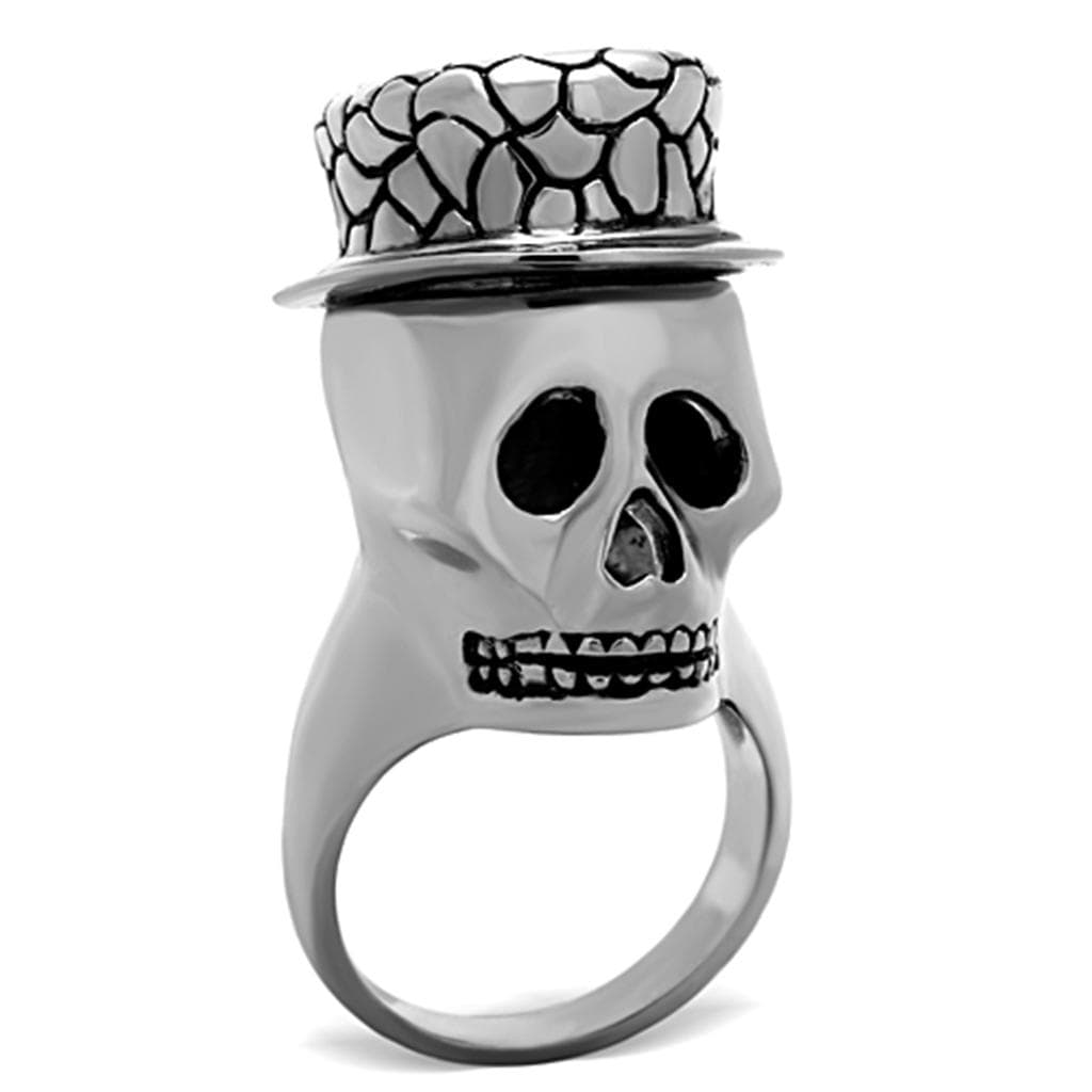 Stainless Steel Skull Top Hat Statement Ring