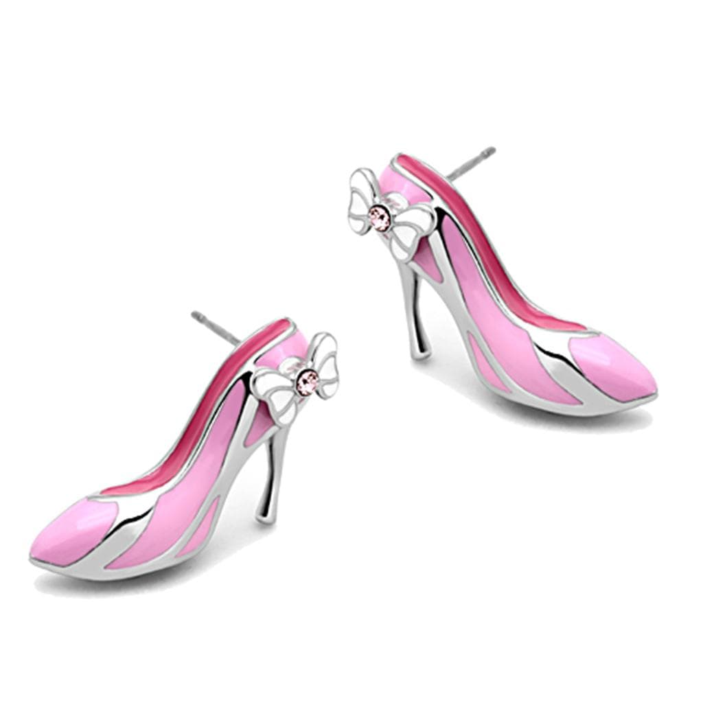 Stainless Steel Pink Enamel High Heel Stud Ring